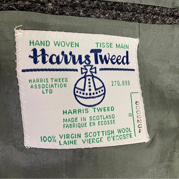 Vintage Harris tweed wool sport coat blazer black grey  classic 44R - Picture 11 of 12